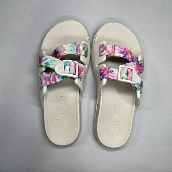 Chaco Girl's Size 2 Chillos Light Tie Dye Slide Sandals - Picture 8 of 12